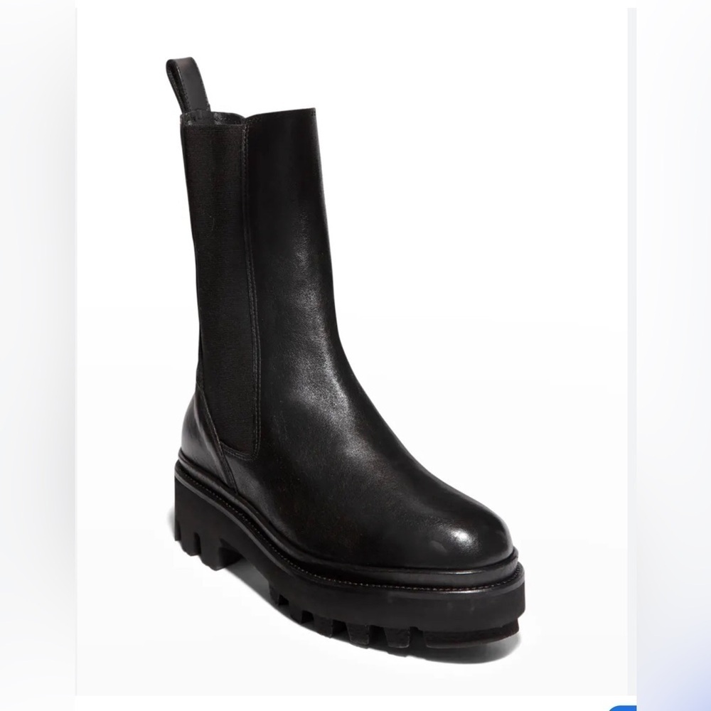 AllSaints Billie tall chunky leather Chelsea boots in black
